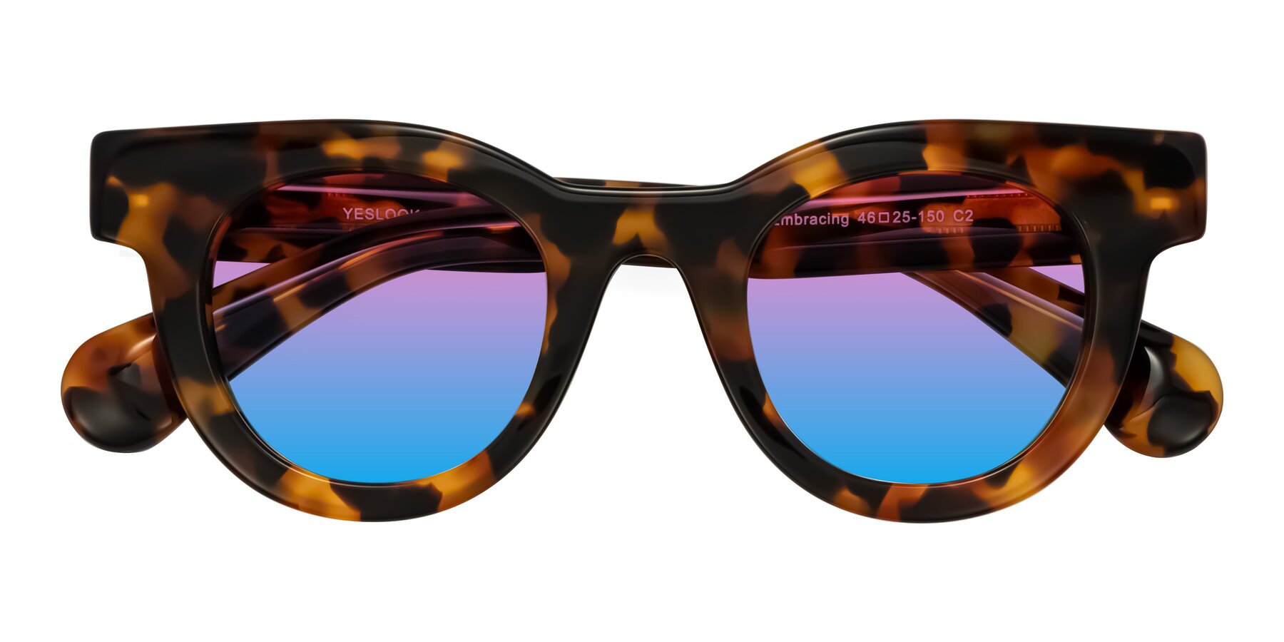 Folded Front of Embracing in Tortoise with Pink / Blue Gradient Lenses