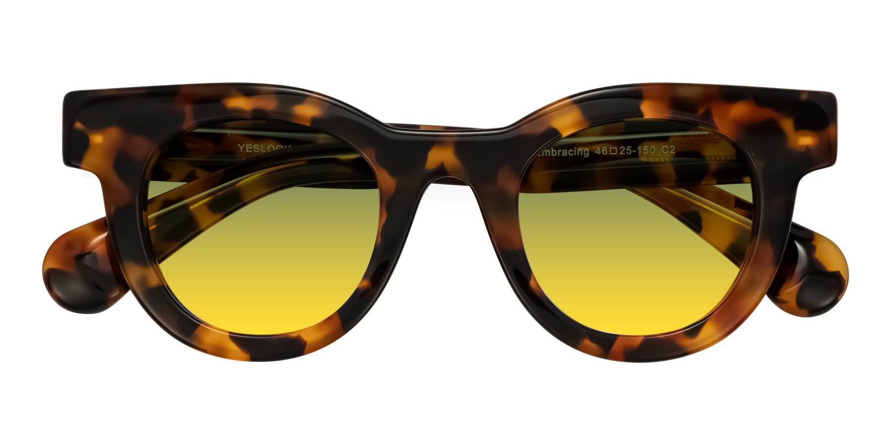 Folded Front of Embracing in Tortoise with Green / Yellow Gradient Lenses
