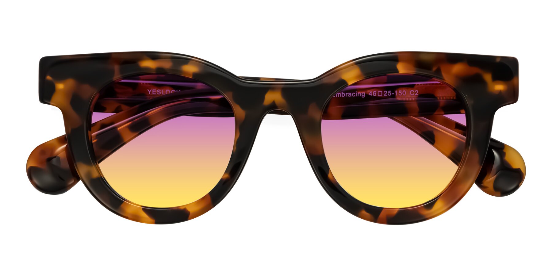 Folded Front of Embracing in Tortoise with Purple / Yellow Gradient Lenses