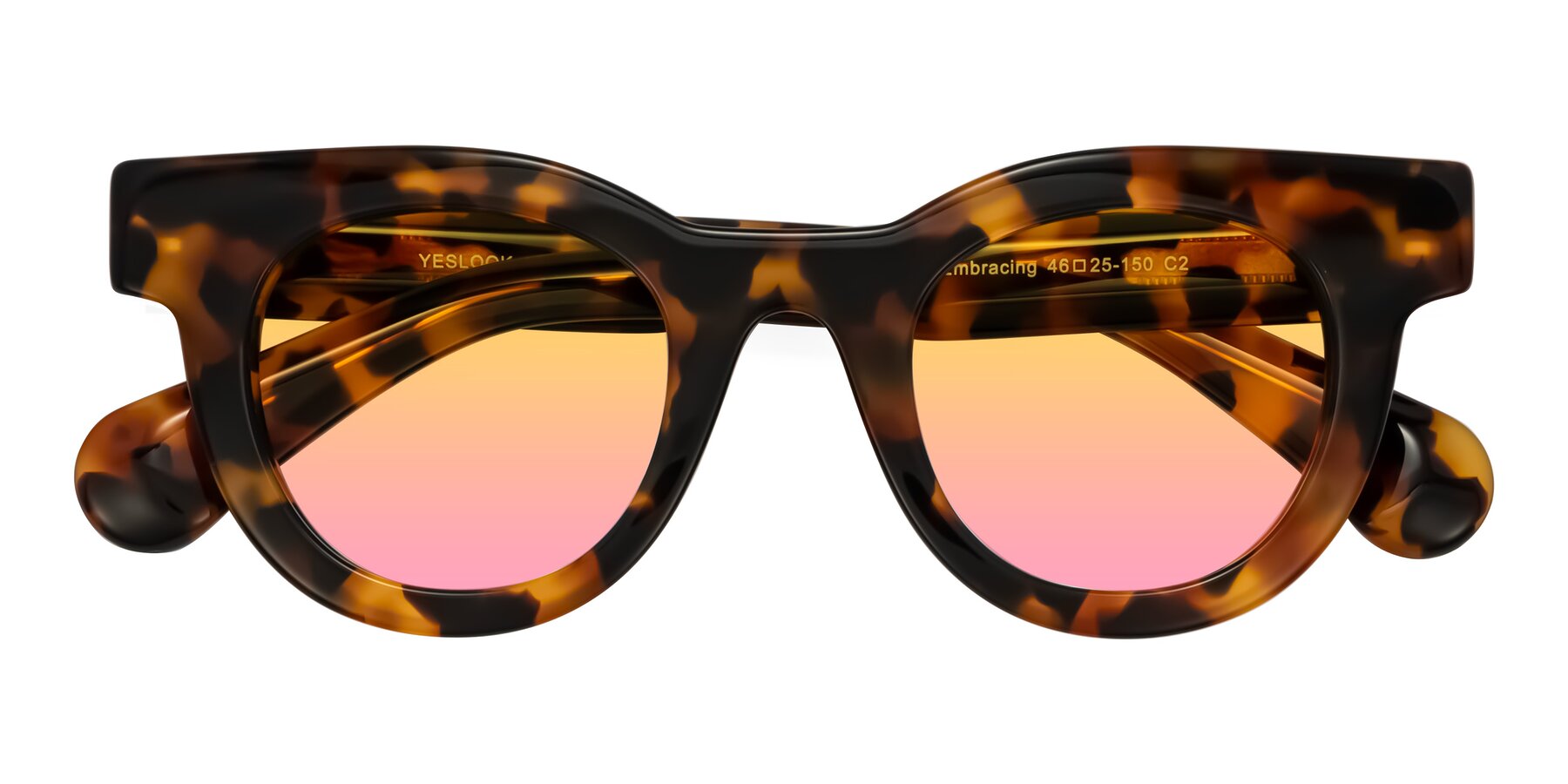 Folded Front of Embracing in Tortoise with Yellow / Pink Gradient Lenses