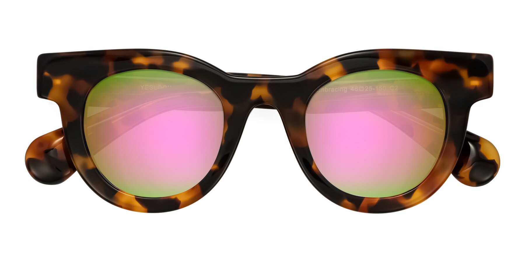 Folded Front of Embracing in Tortoise with Pink Mirrored Lenses