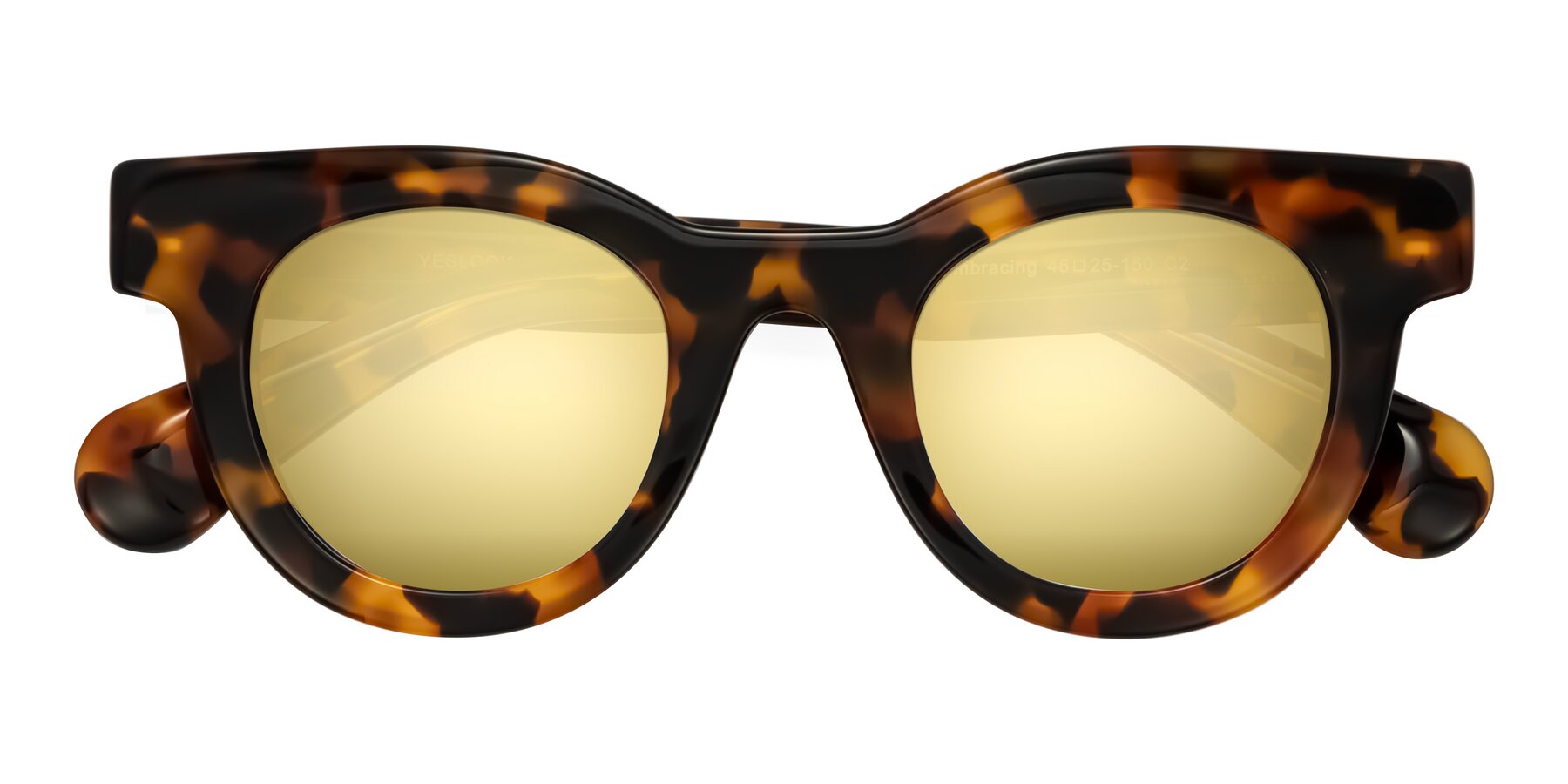 Folded Front of Embracing in Tortoise with Gold Mirrored Lenses
