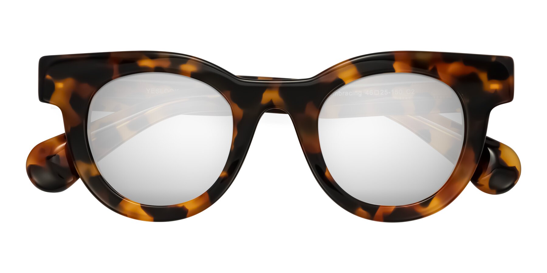Folded Front of Embracing in Tortoise with Silver Mirrored Lenses