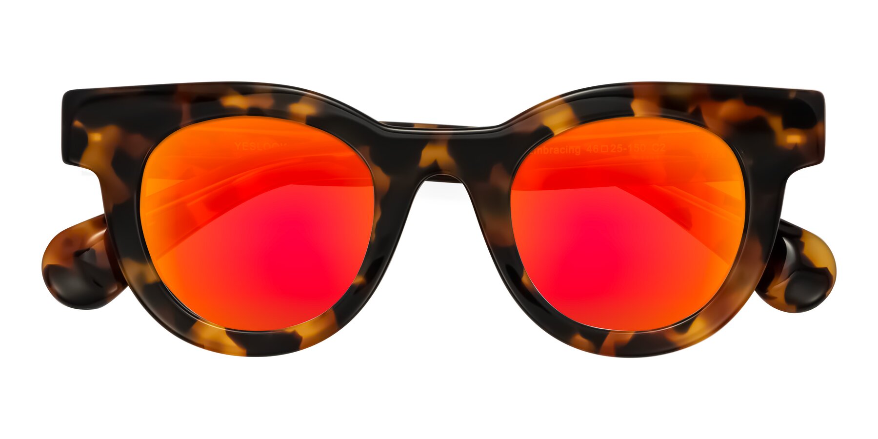 Folded Front of Embracing in Tortoise with Red Gold Mirrored Lenses