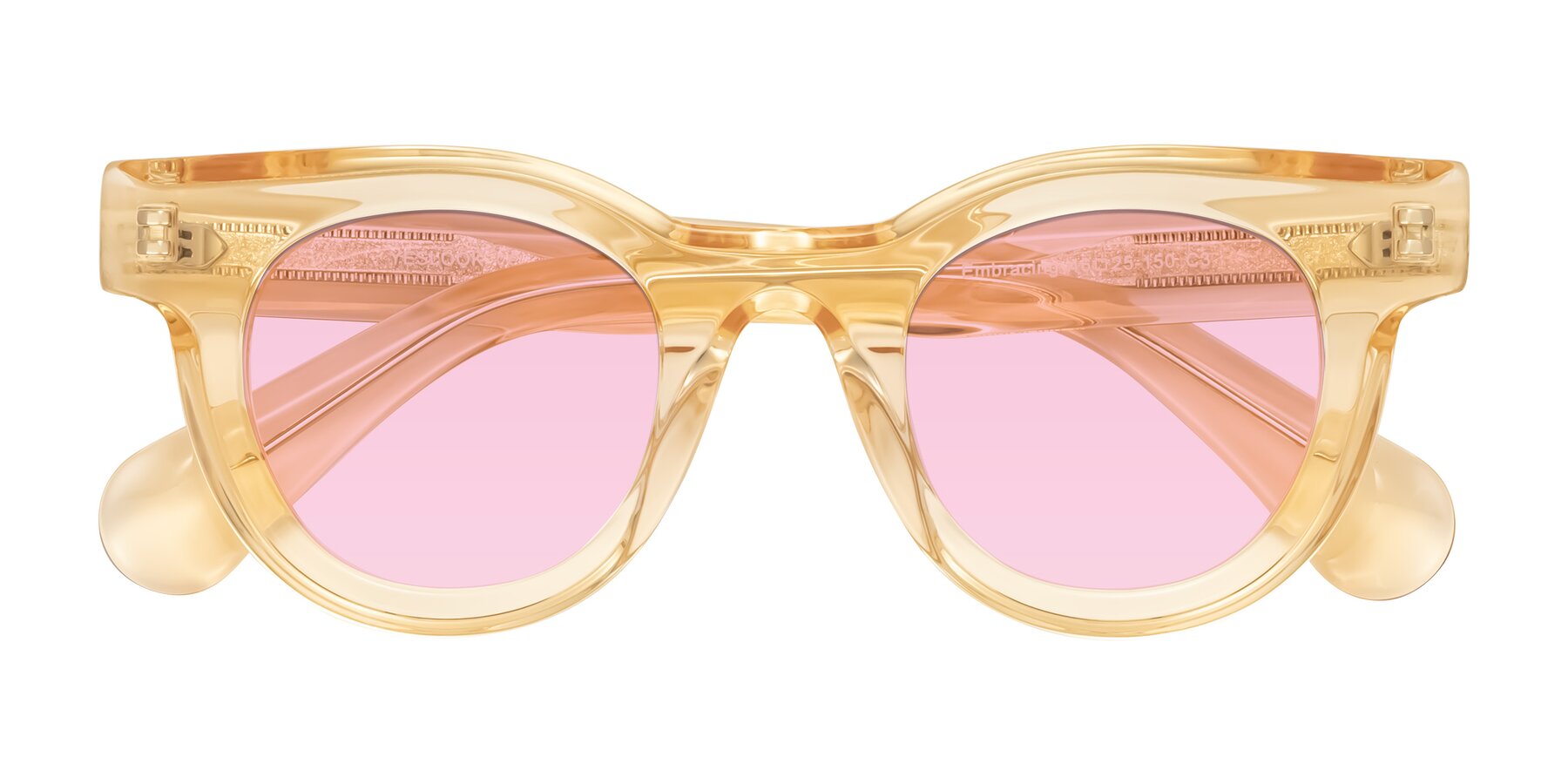 Folded Front of Embracing in Champagne with Light Pink Tinted Lenses
