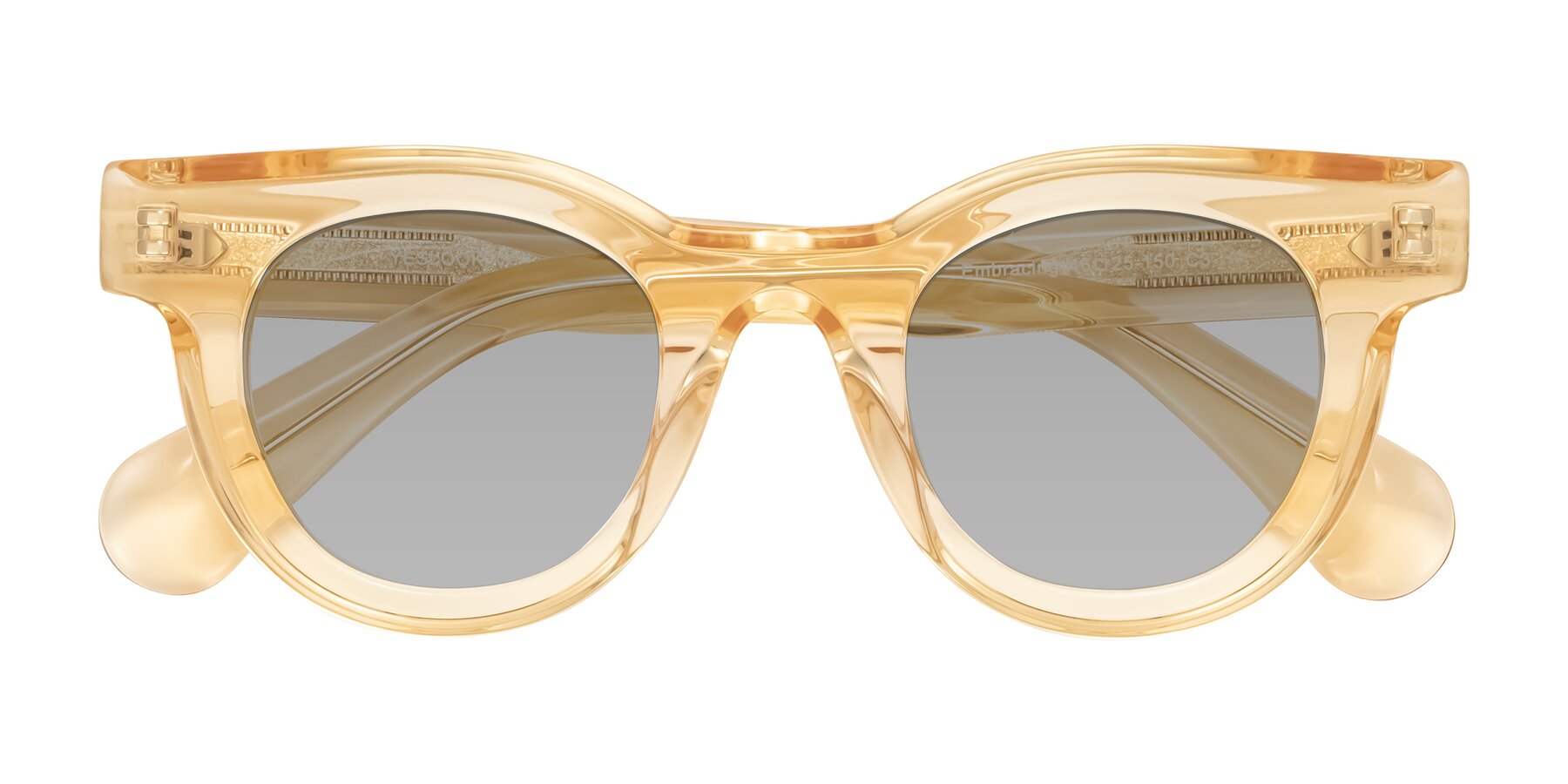Folded Front of Embracing in Champagne with Light Gray Tinted Lenses