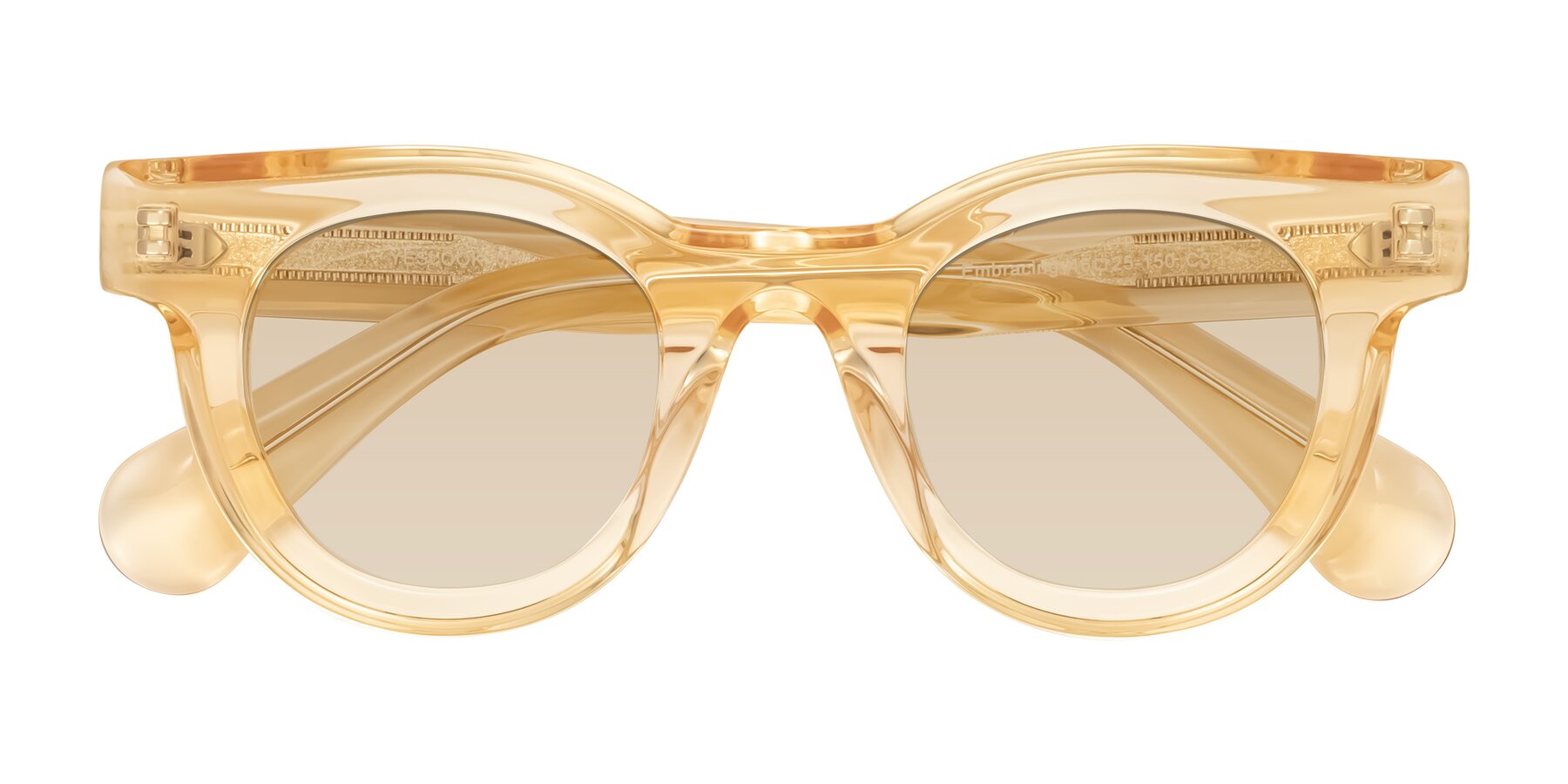 Folded Front of Embracing in Champagne with Light Brown Tinted Lenses