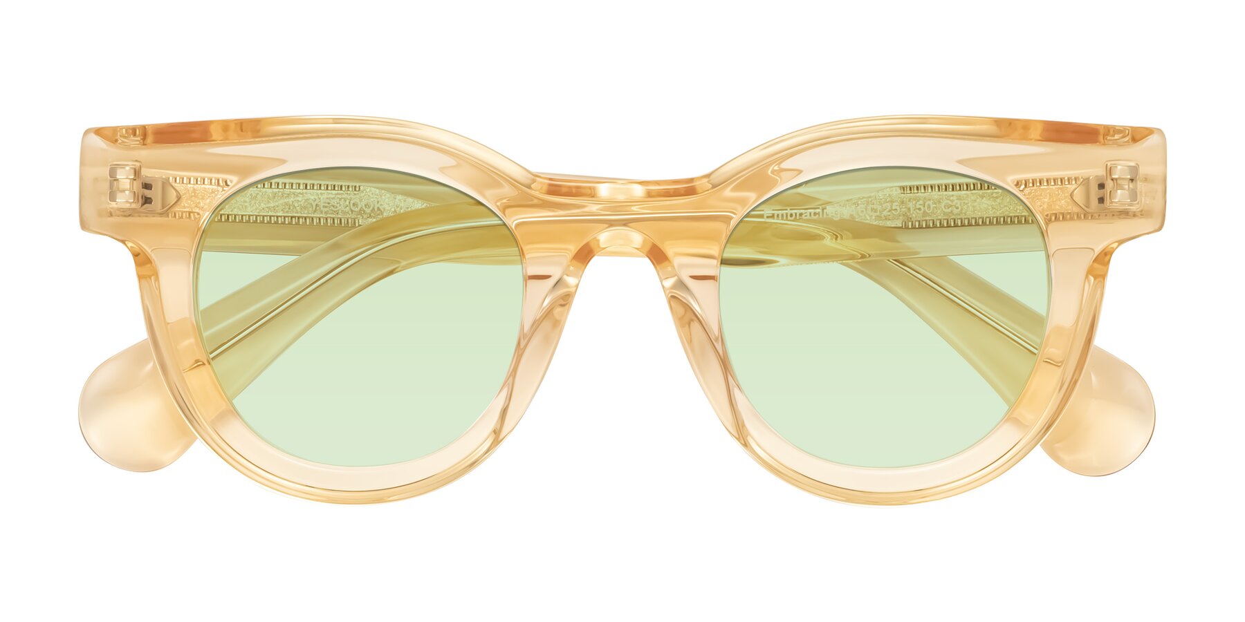 Folded Front of Embracing in Champagne with Light Green Tinted Lenses