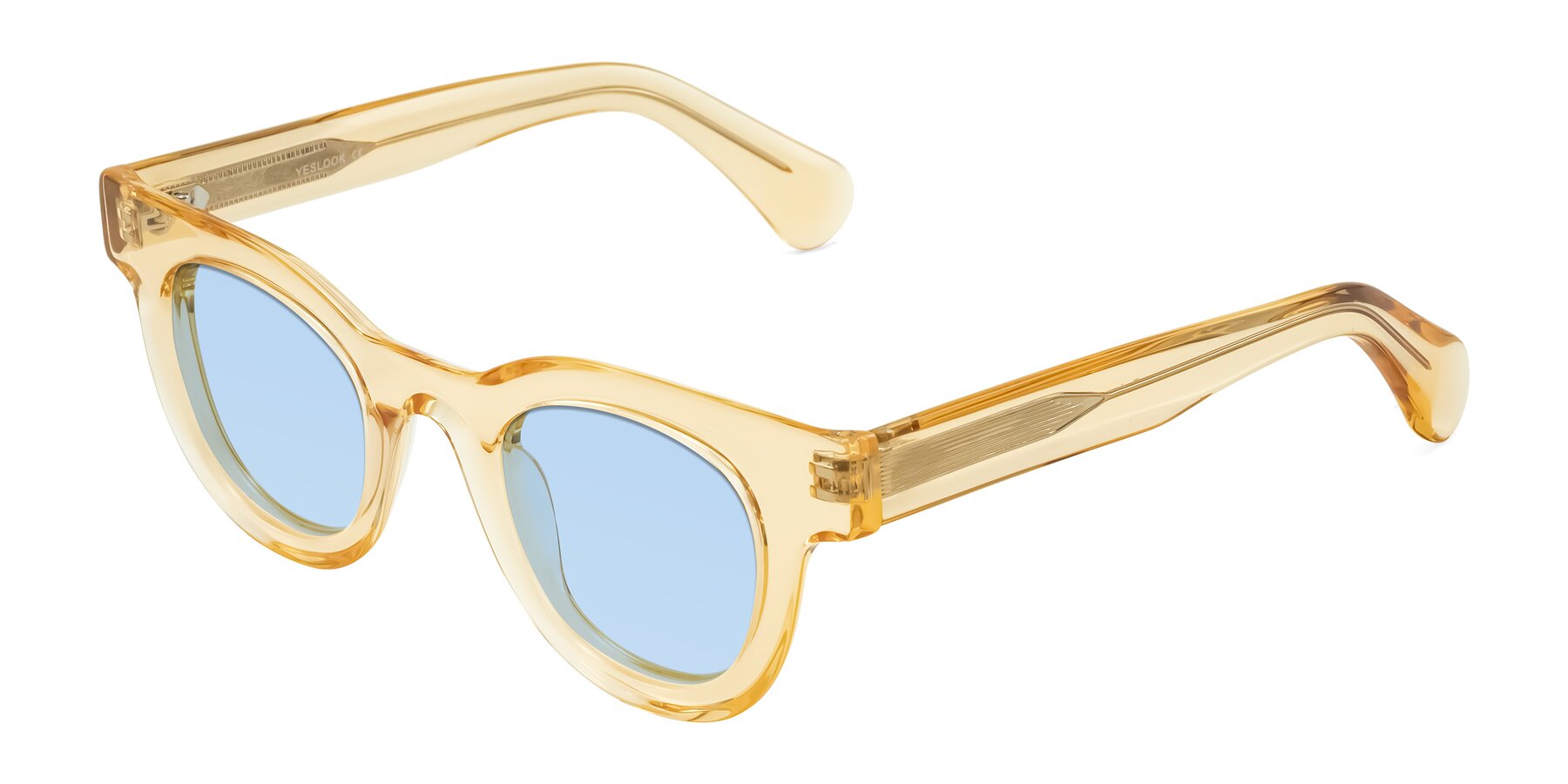 Angle of Embracing in Champagne with Light Blue Tinted Lenses