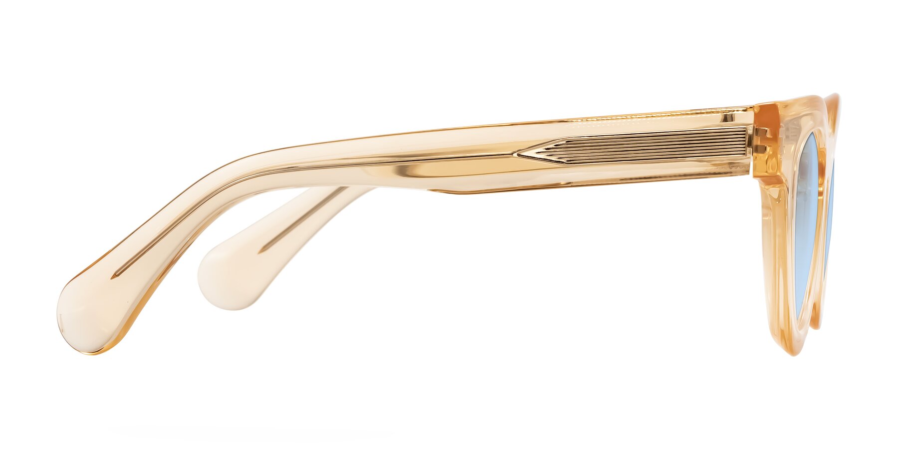 Side of Embracing in Champagne with Light Blue Tinted Lenses