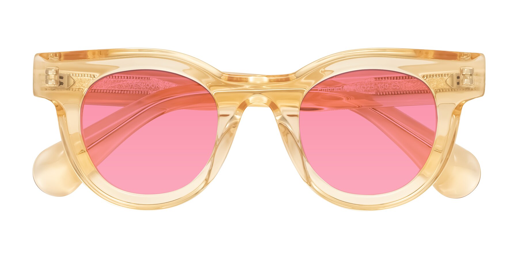 Folded Front of Embracing in Champagne with Pink Tinted Lenses