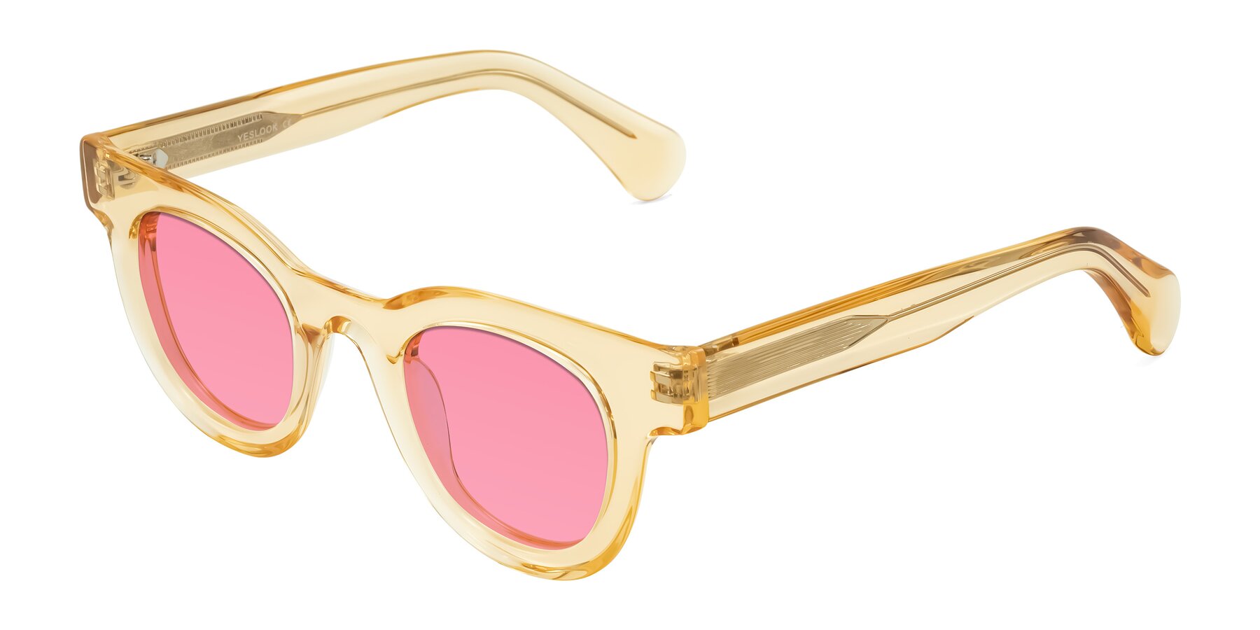 Angle of Embracing in Champagne with Pink Tinted Lenses