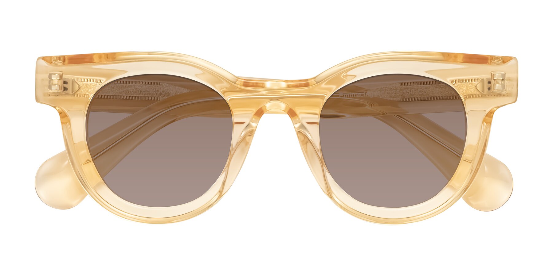 Folded Front of Embracing in Champagne with Medium Brown Tinted Lenses