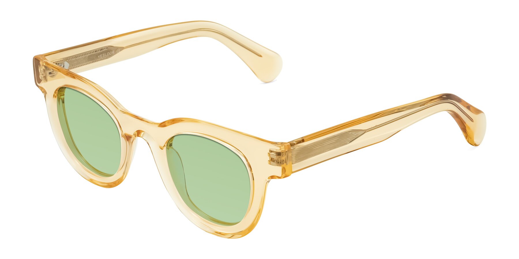 Angle of Embracing in Champagne with Medium Green Tinted Lenses