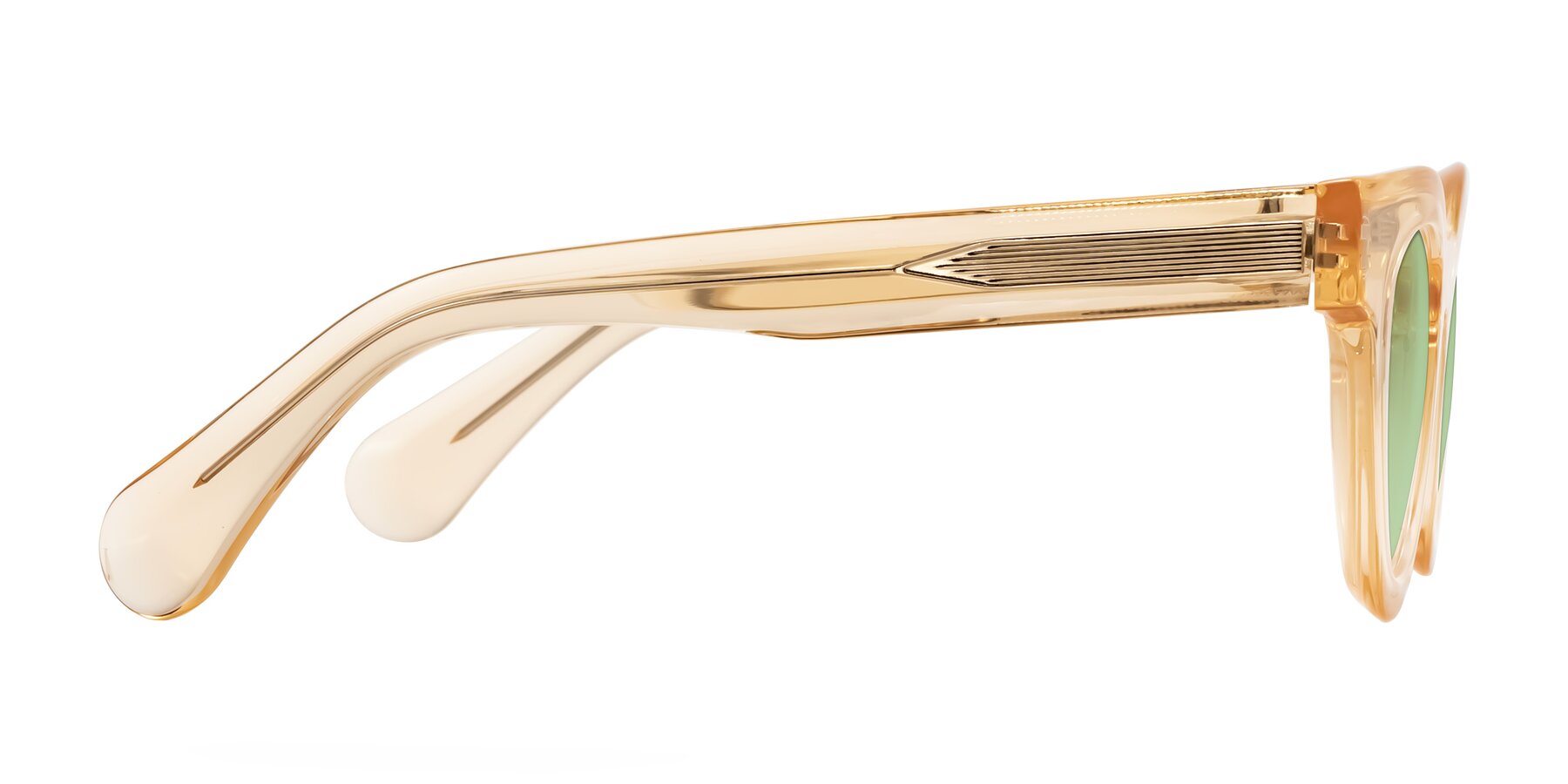 Side of Embracing in Champagne with Medium Green Tinted Lenses