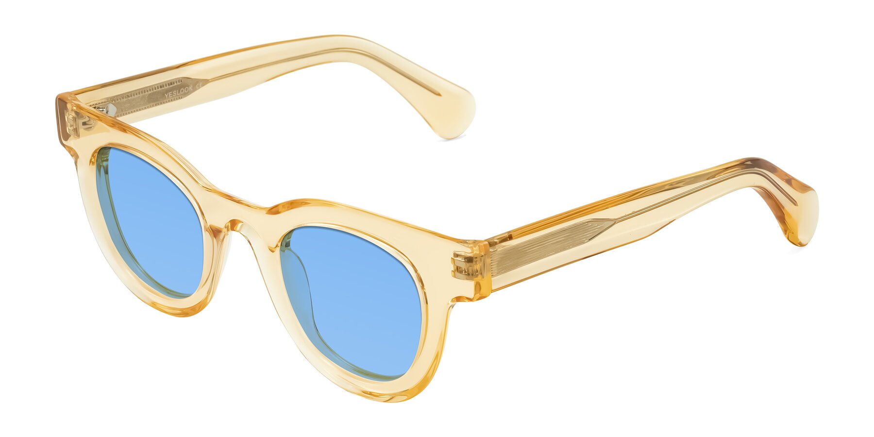 Angle of Embracing in Champagne with Medium Blue Tinted Lenses