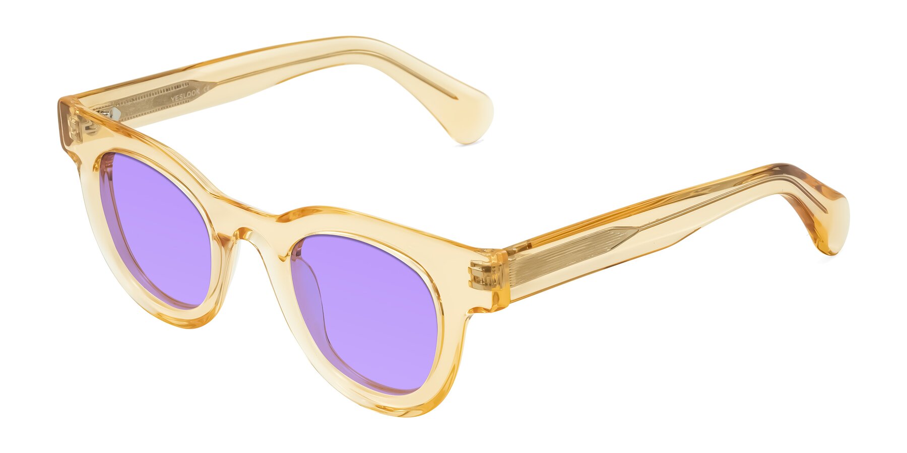 Angle of Embracing in Champagne with Medium Purple Tinted Lenses