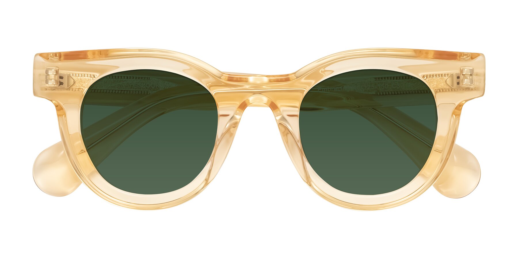 Folded Front of Embracing in Champagne with Green Tinted Lenses