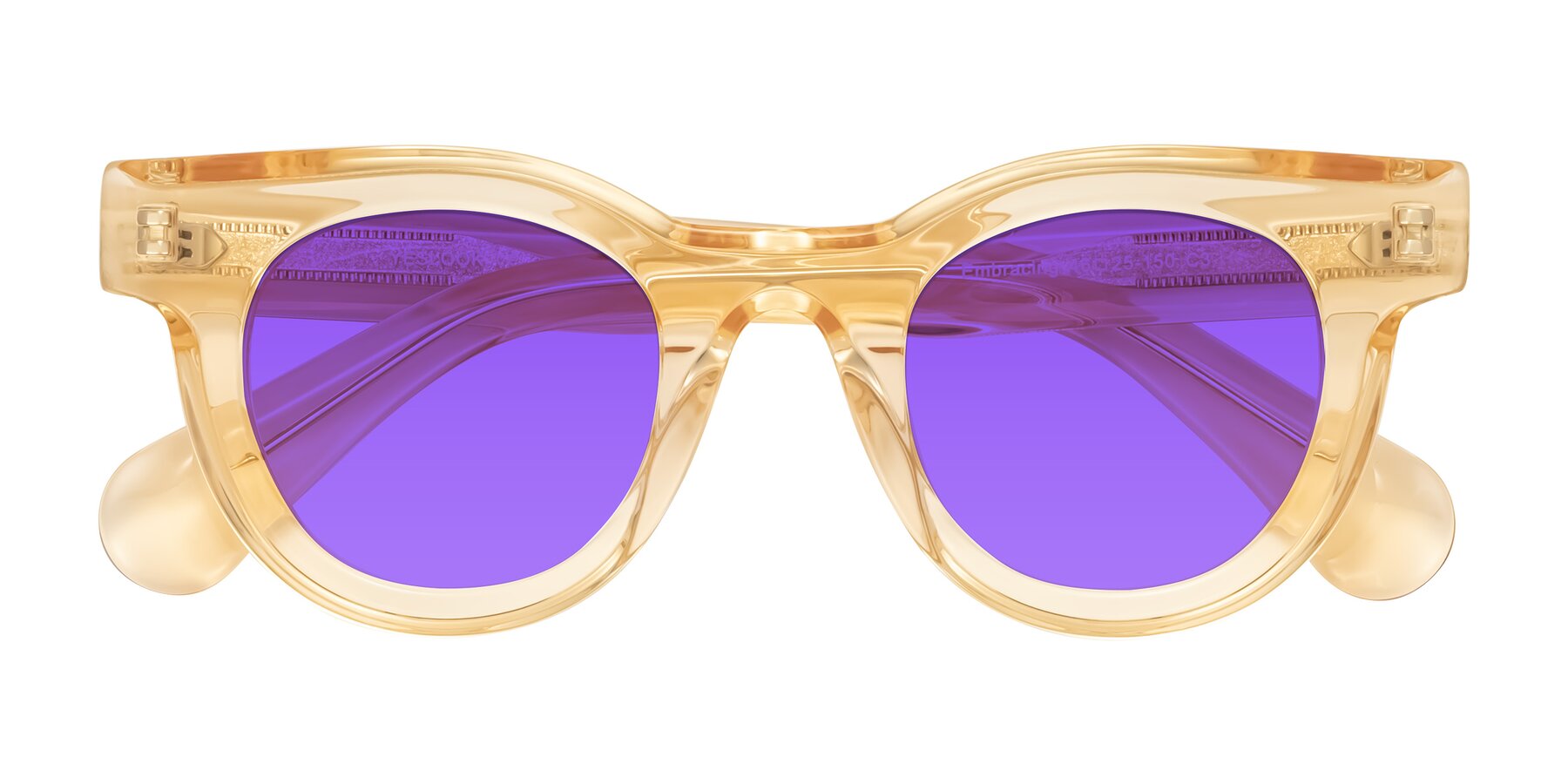 Folded Front of Embracing in Champagne with Purple Tinted Lenses
