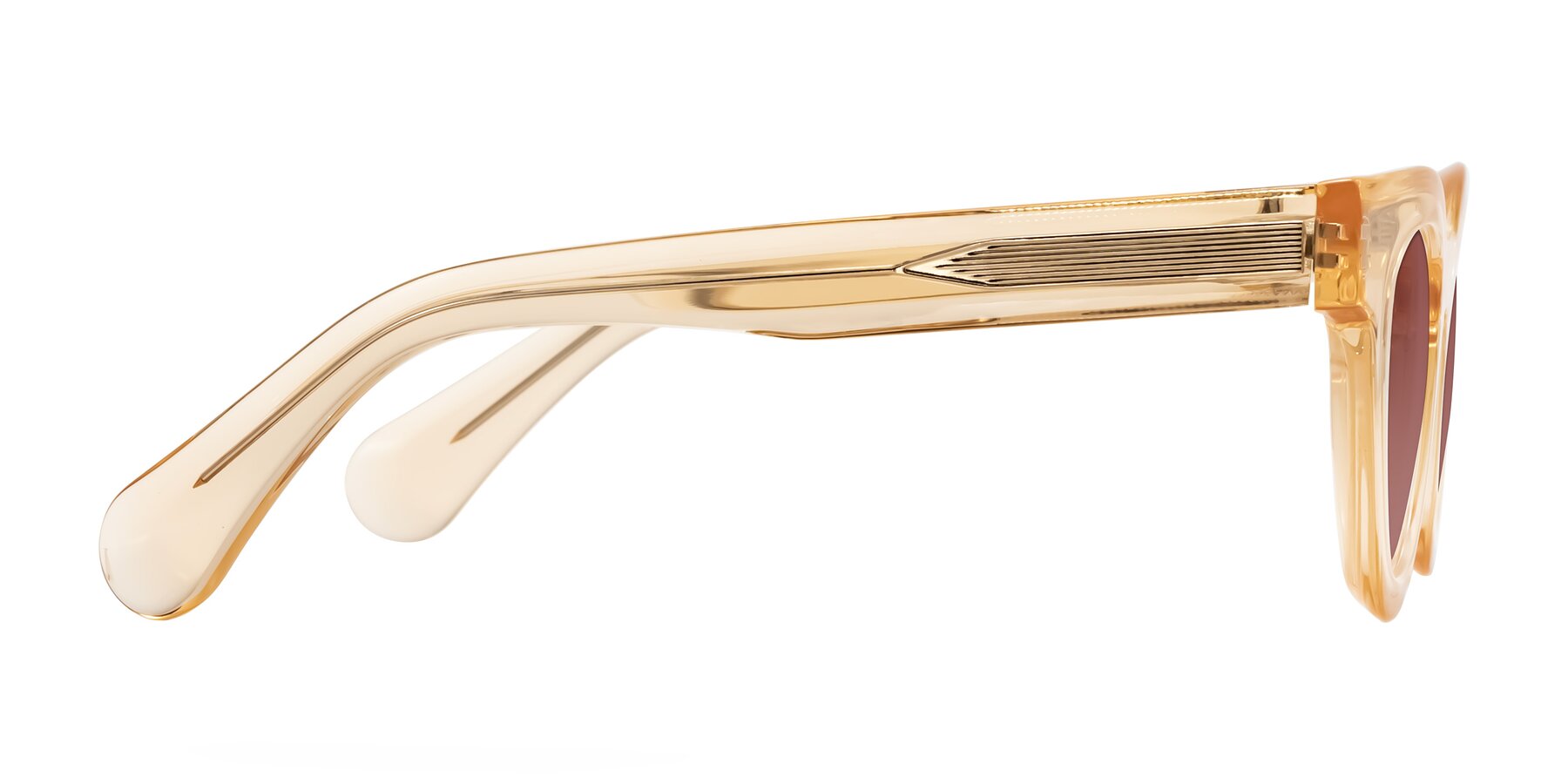 Side of Embracing in Champagne with Garnet Tinted Lenses