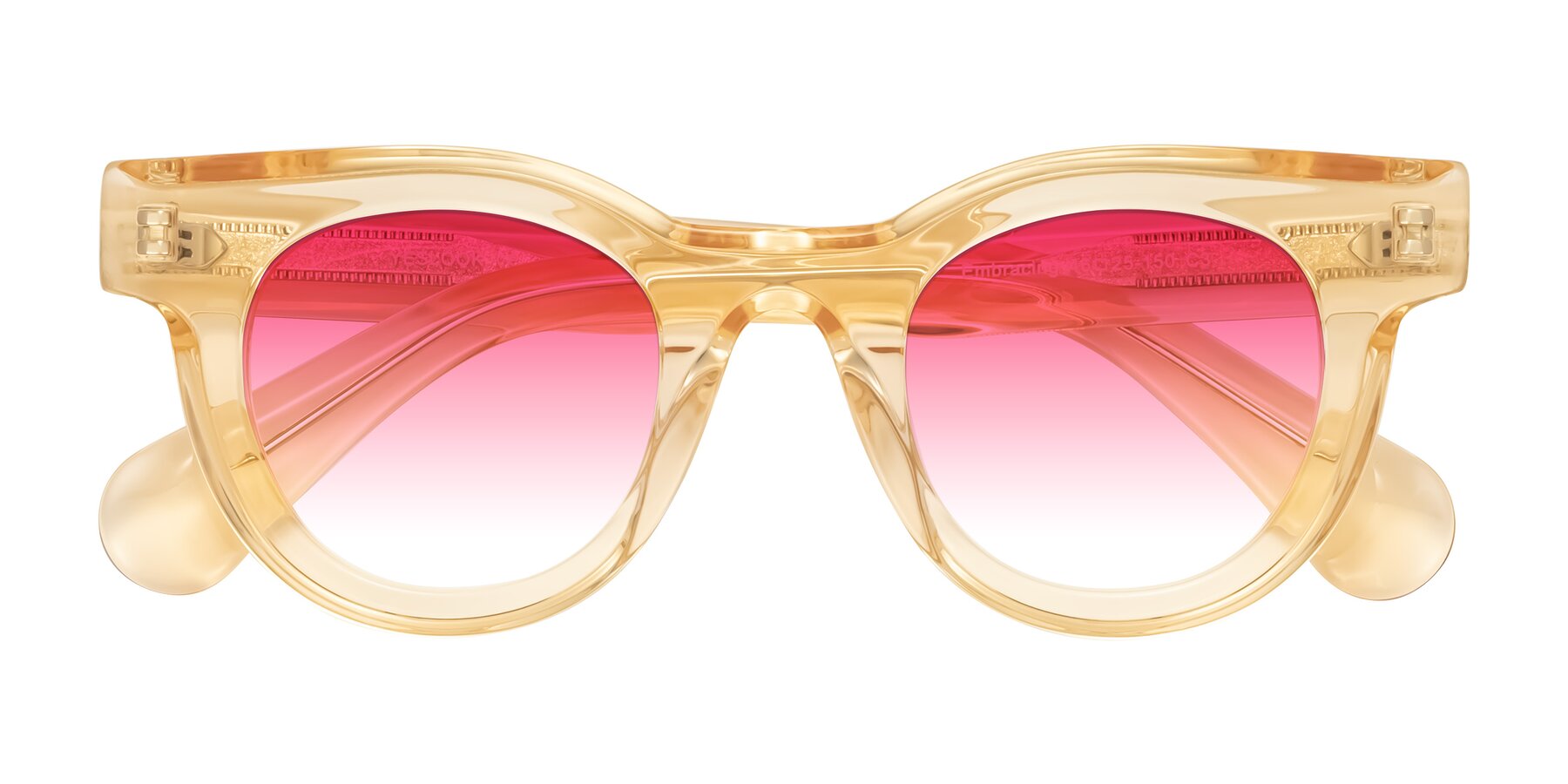 Folded Front of Embracing in Champagne with Pink Gradient Lenses