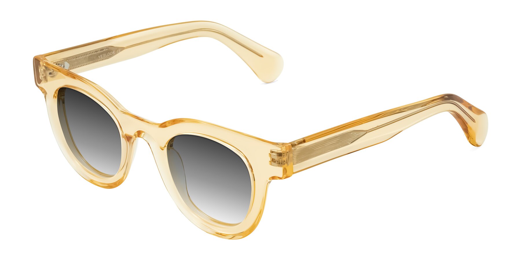 Angle of Embracing in Champagne with Gray Gradient Lenses