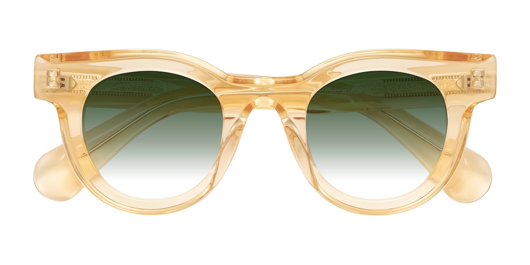 Folded Front of Embracing in Champagne with Green Gradient Lenses