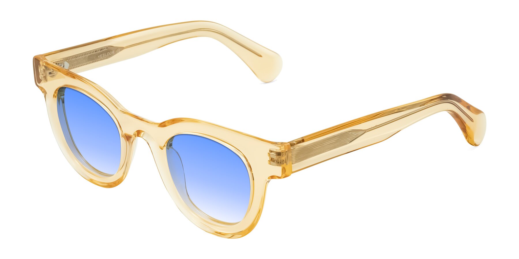 Angle of Embracing in Champagne with Blue Gradient Lenses