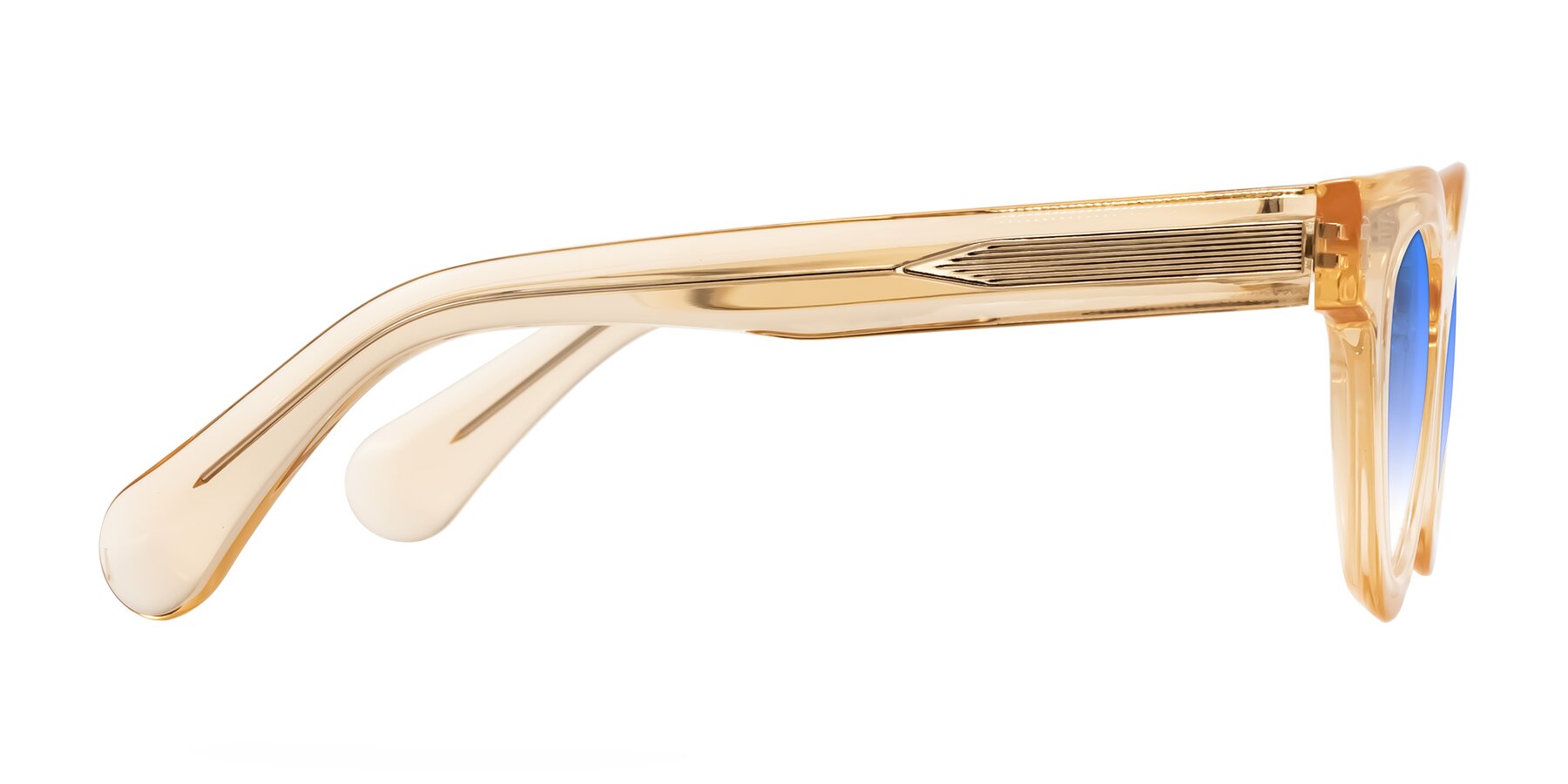 Side of Embracing in Champagne with Blue Gradient Lenses