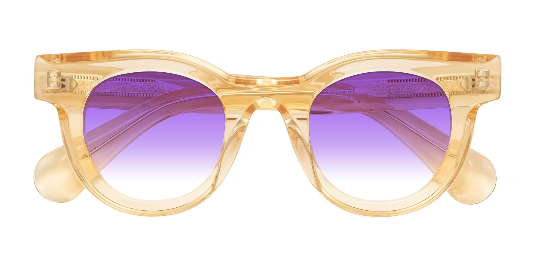 Folded Front of Embracing in Champagne with Purple Gradient Lenses