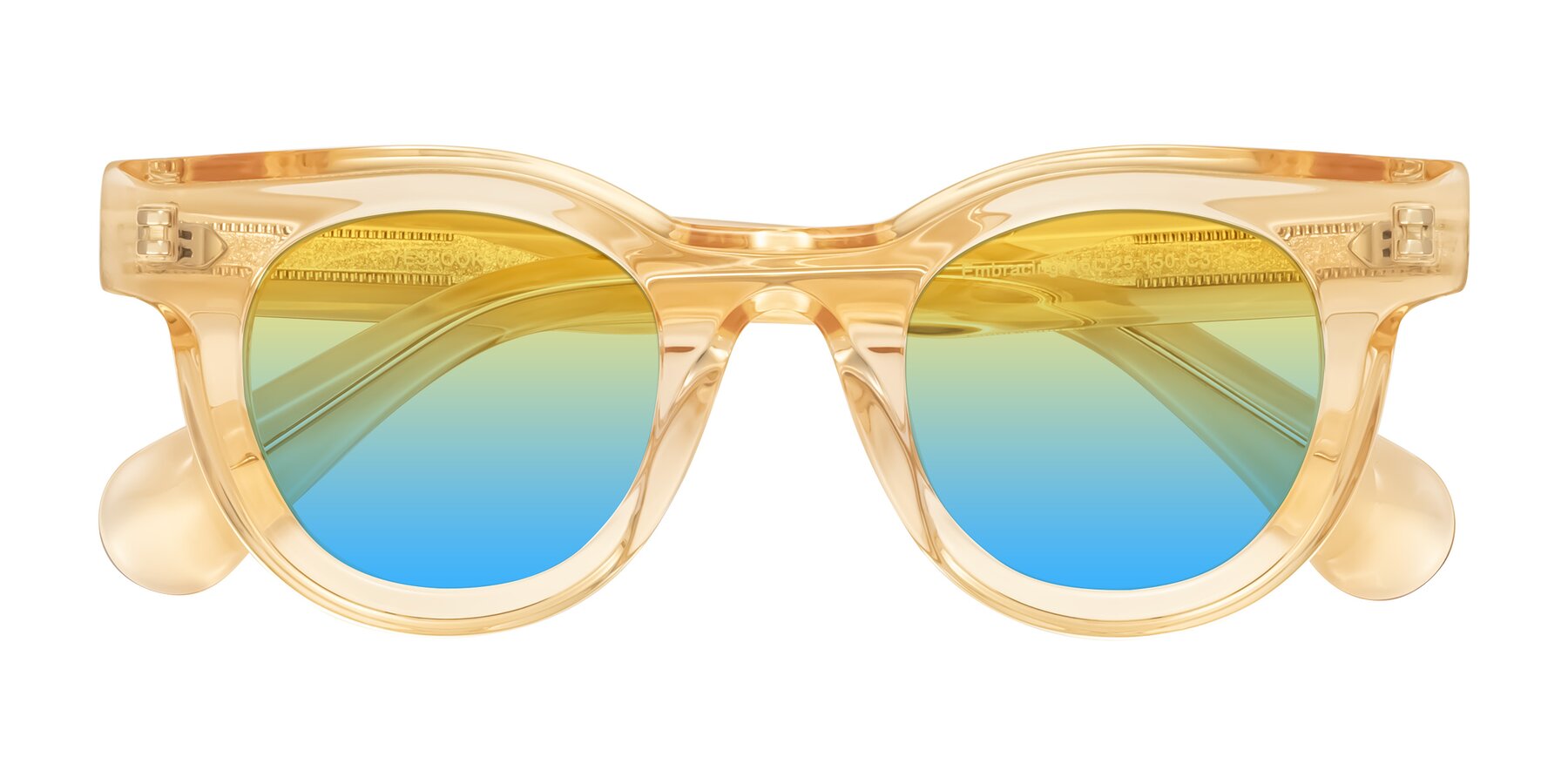 Folded Front of Embracing in Champagne with Yellow / Blue Gradient Lenses