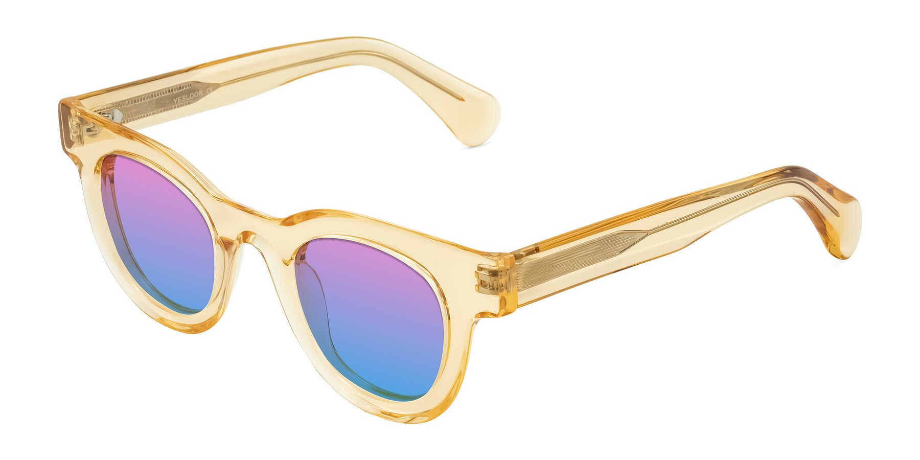 Angle of Embracing in Champagne with Pink / Blue Gradient Lenses