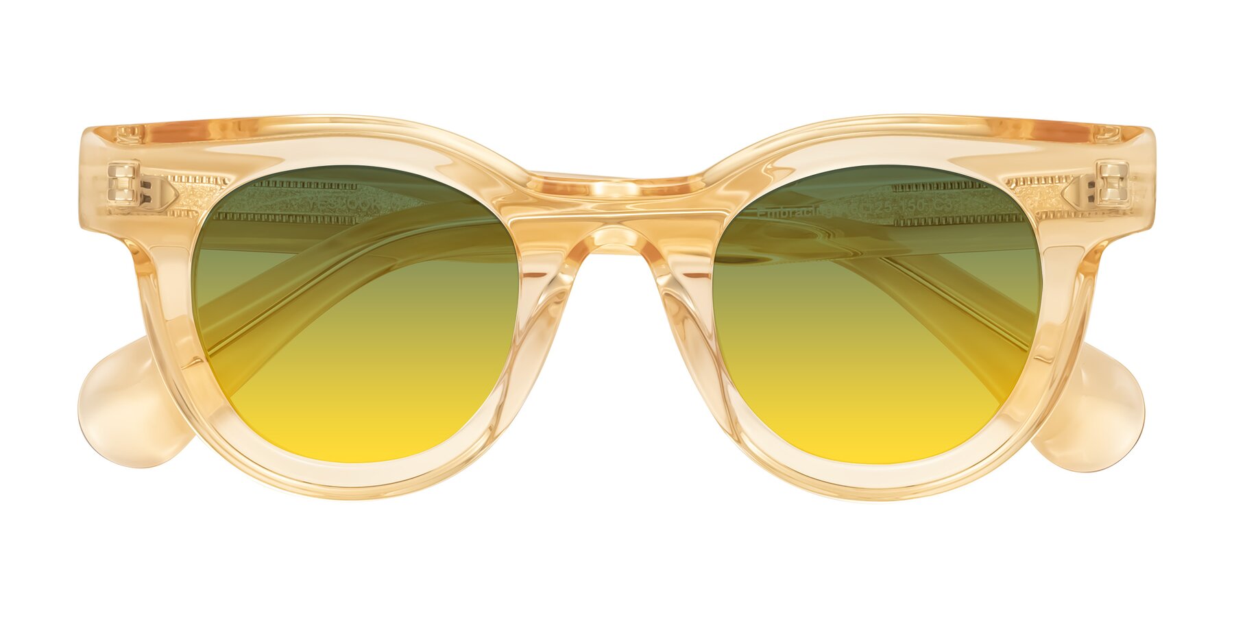 Folded Front of Embracing in Champagne with Green / Yellow Gradient Lenses