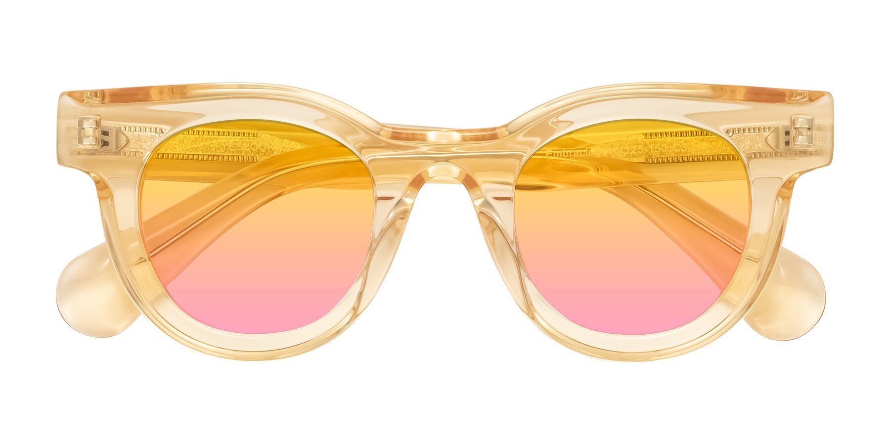 Folded Front of Embracing in Champagne with Yellow / Pink Gradient Lenses
