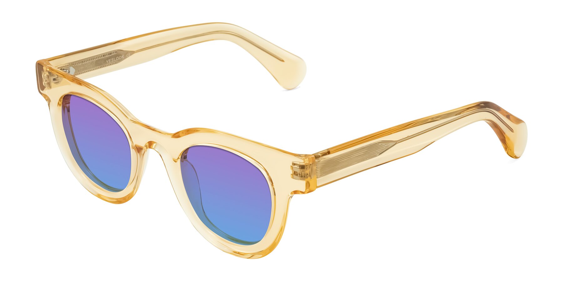 Angle of Embracing in Champagne with Purple / Blue Gradient Lenses