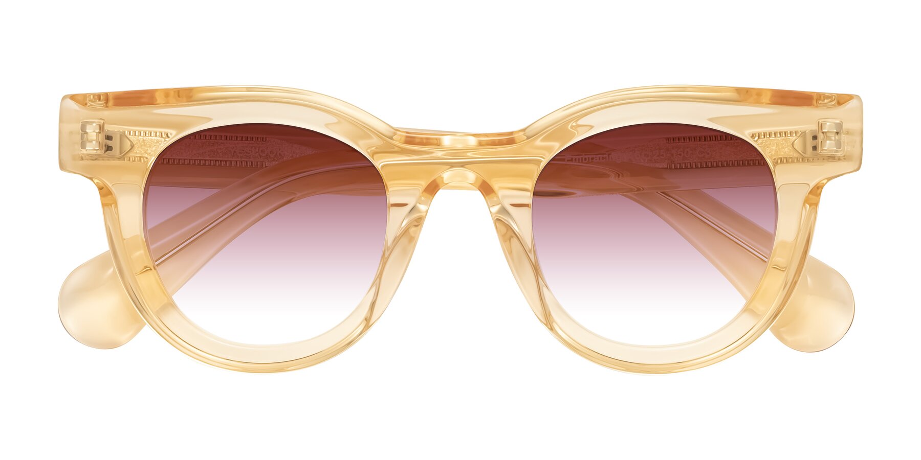 Folded Front of Embracing in Champagne with Garnet Gradient Lenses
