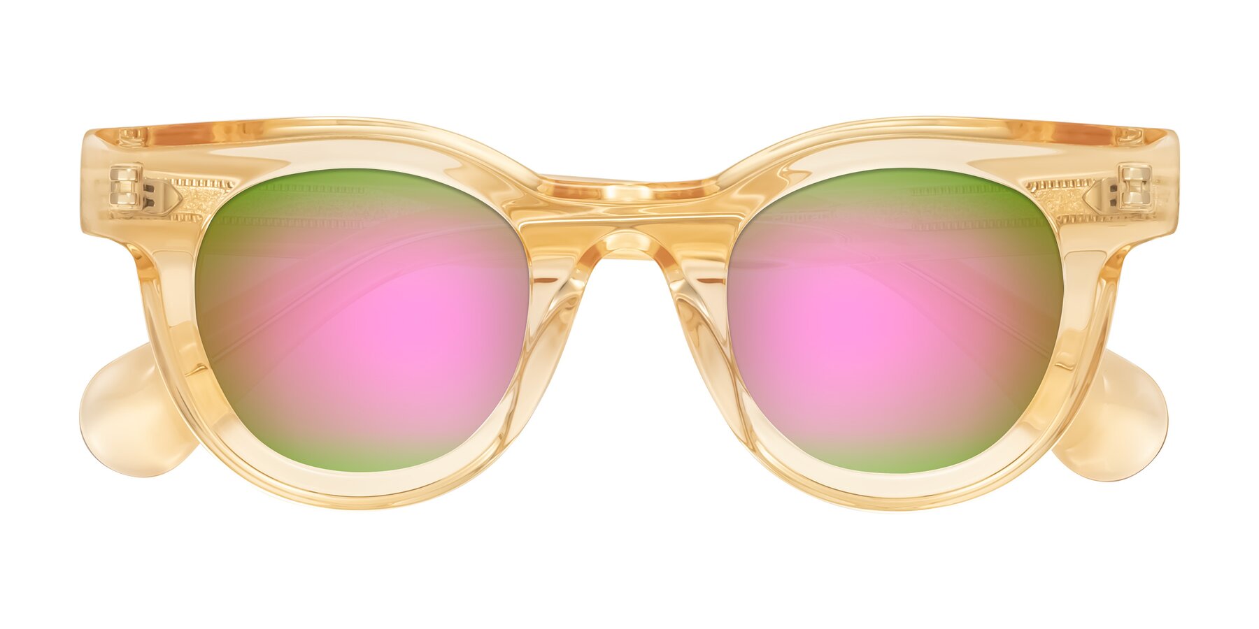 Folded Front of Embracing in Champagne with Pink Mirrored Lenses