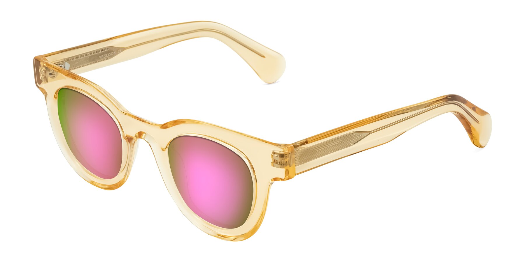 Angle of Embracing in Champagne with Pink Mirrored Lenses