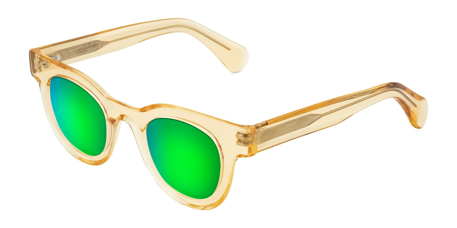 Angle of Embracing in Champagne with Green Mirrored Lenses