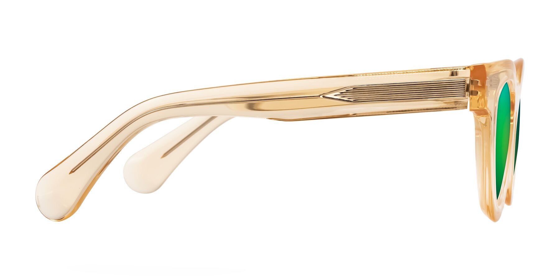 Side of Embracing in Champagne with Green Mirrored Lenses