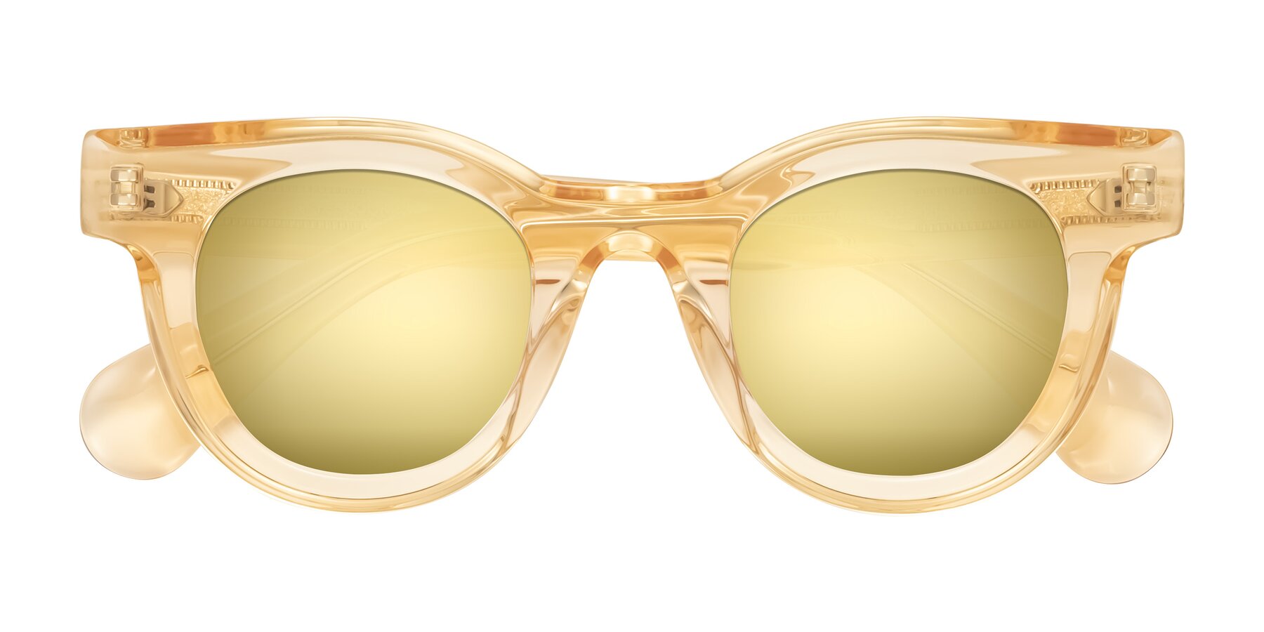 Folded Front of Embracing in Champagne with Gold Mirrored Lenses