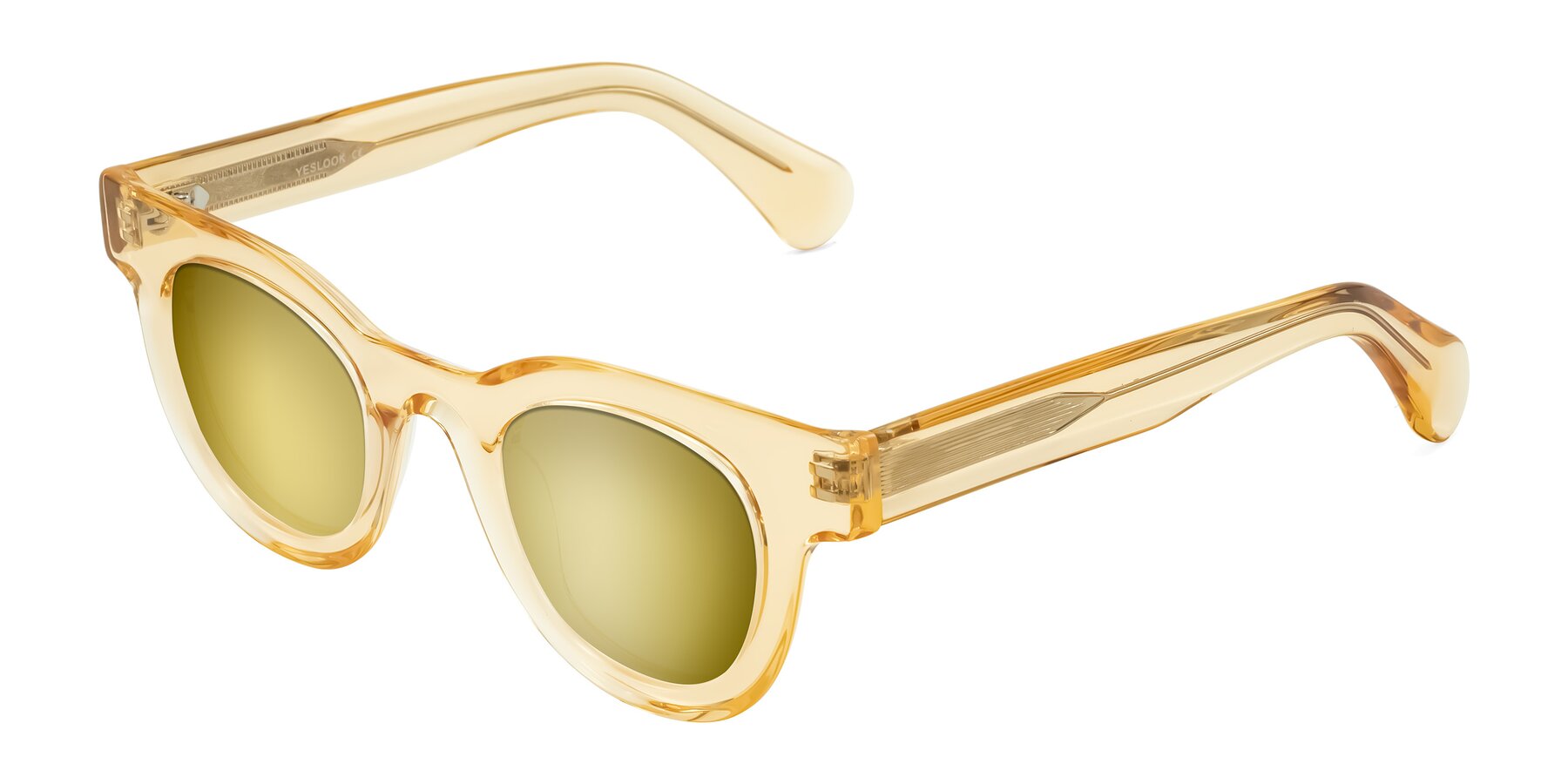 Angle of Embracing in Champagne with Gold Mirrored Lenses