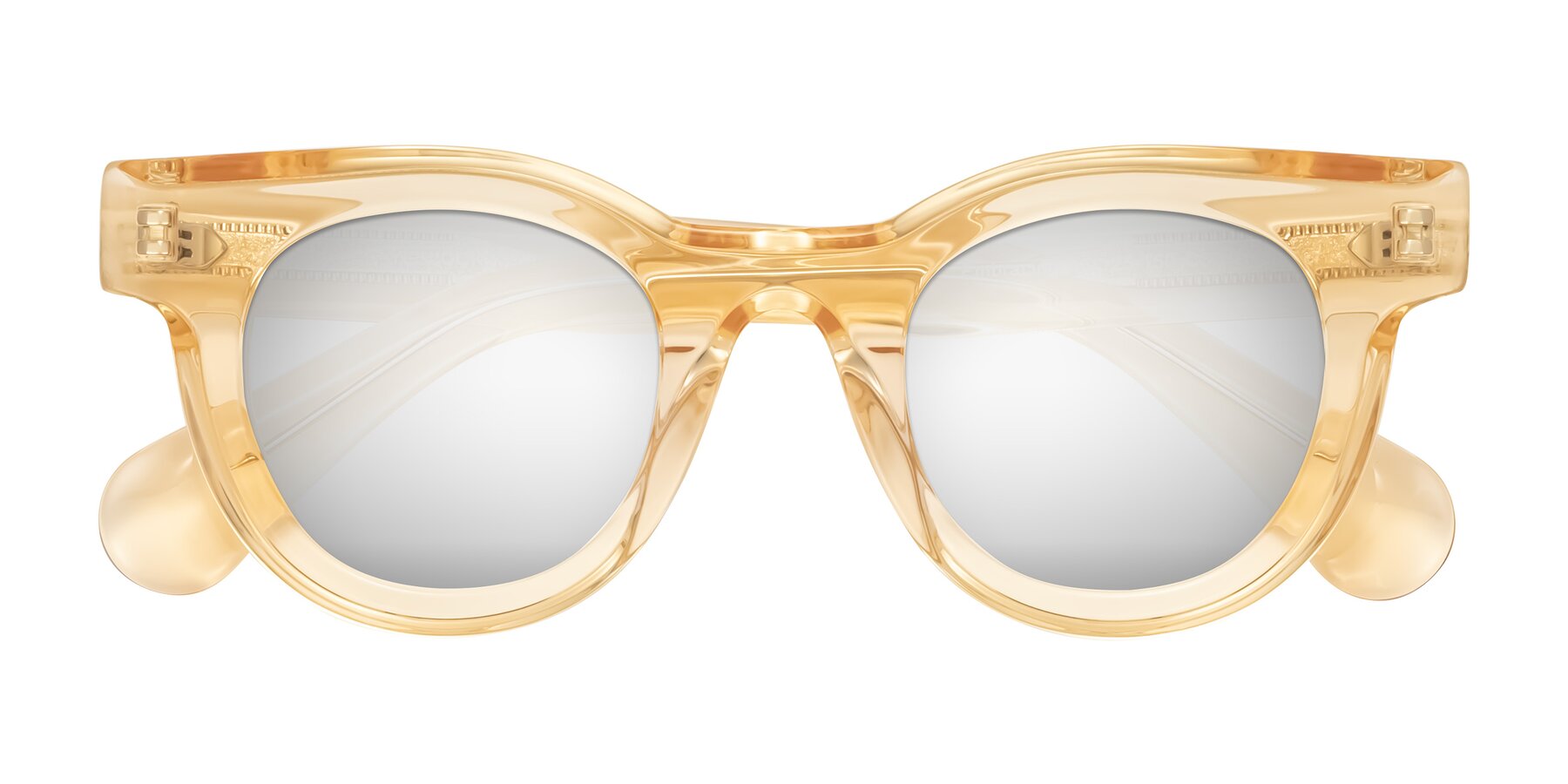 Folded Front of Embracing in Champagne with Silver Mirrored Lenses
