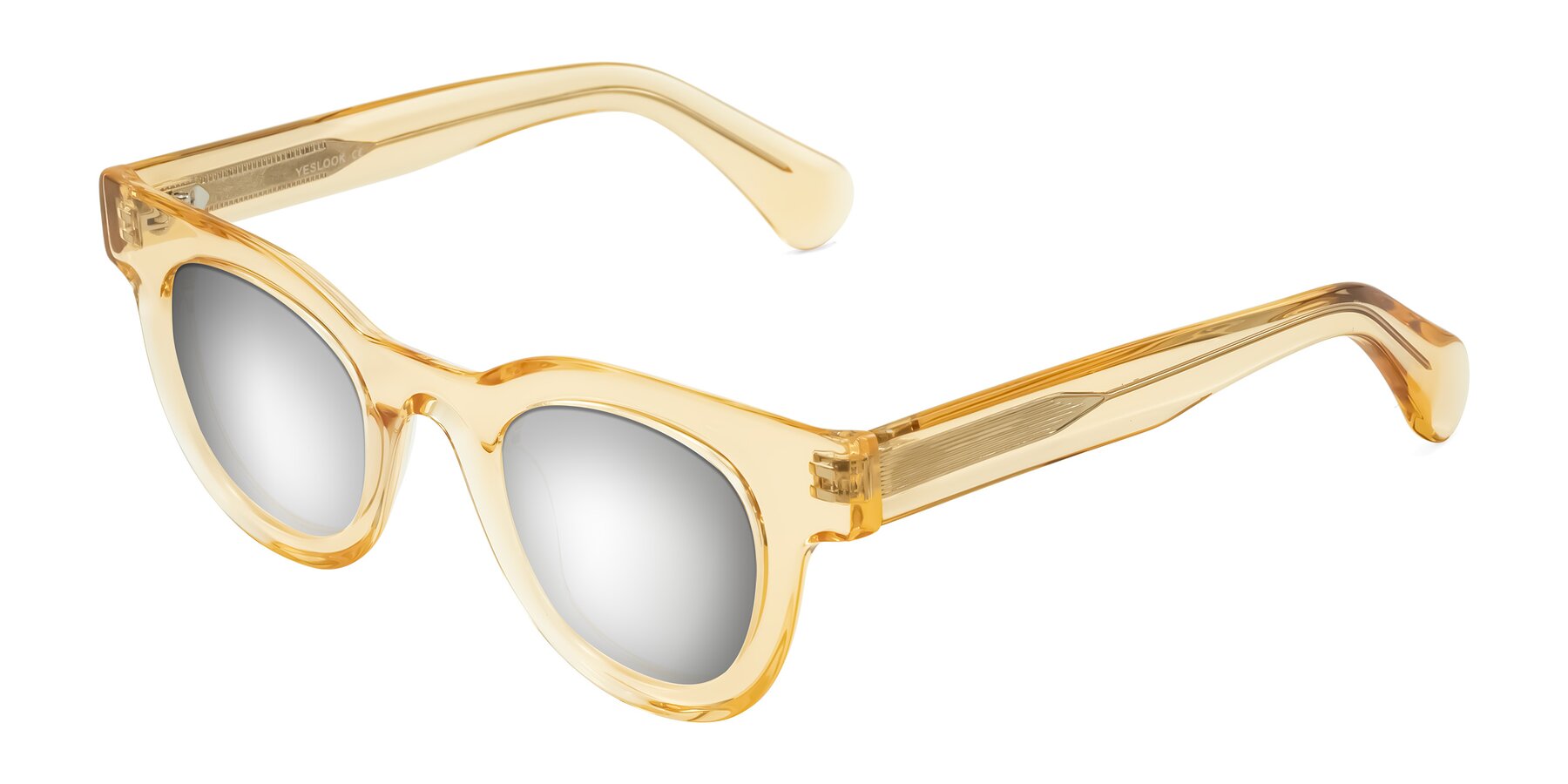 Angle of Embracing in Champagne with Silver Mirrored Lenses