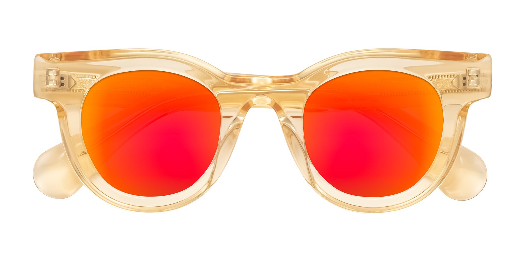 Folded Front of Embracing in Champagne with Red Gold Mirrored Lenses
