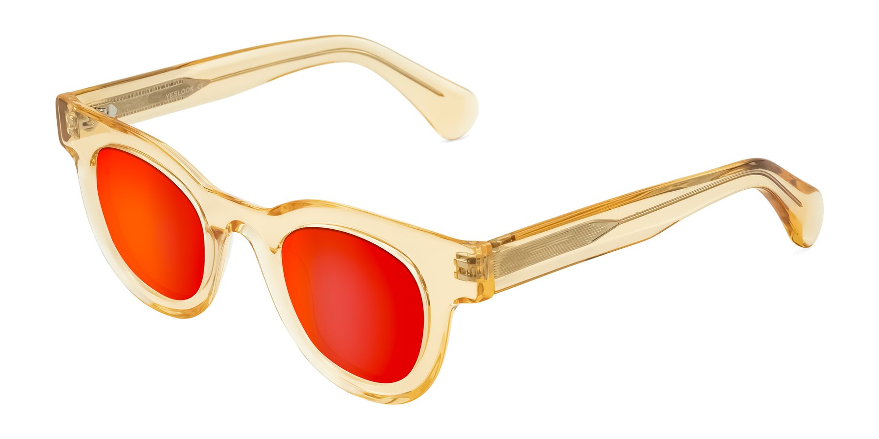 Angle of Embracing in Champagne with Red Gold Mirrored Lenses