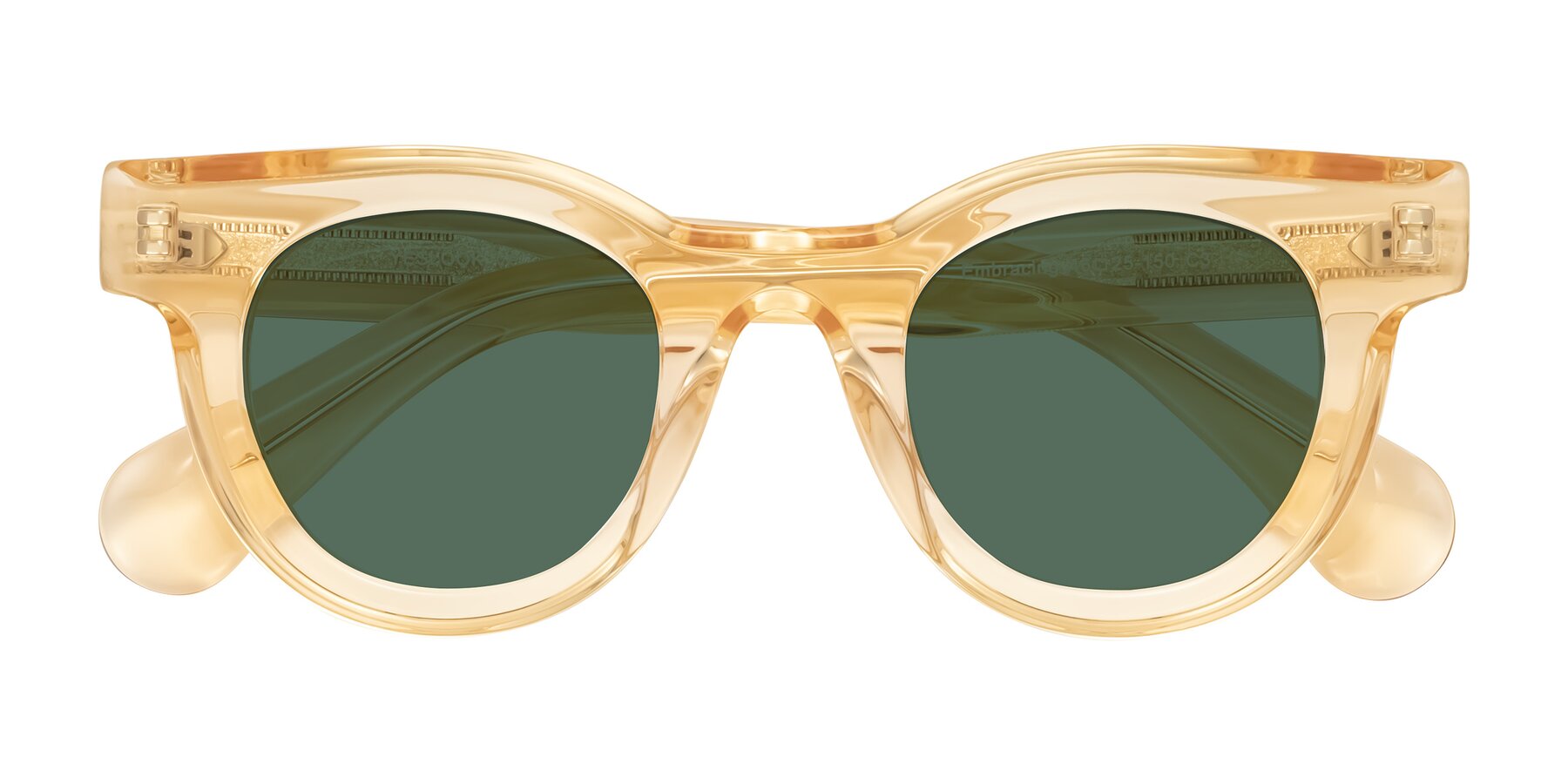 Folded Front of Embracing in Champagne with Green Polarized Lenses