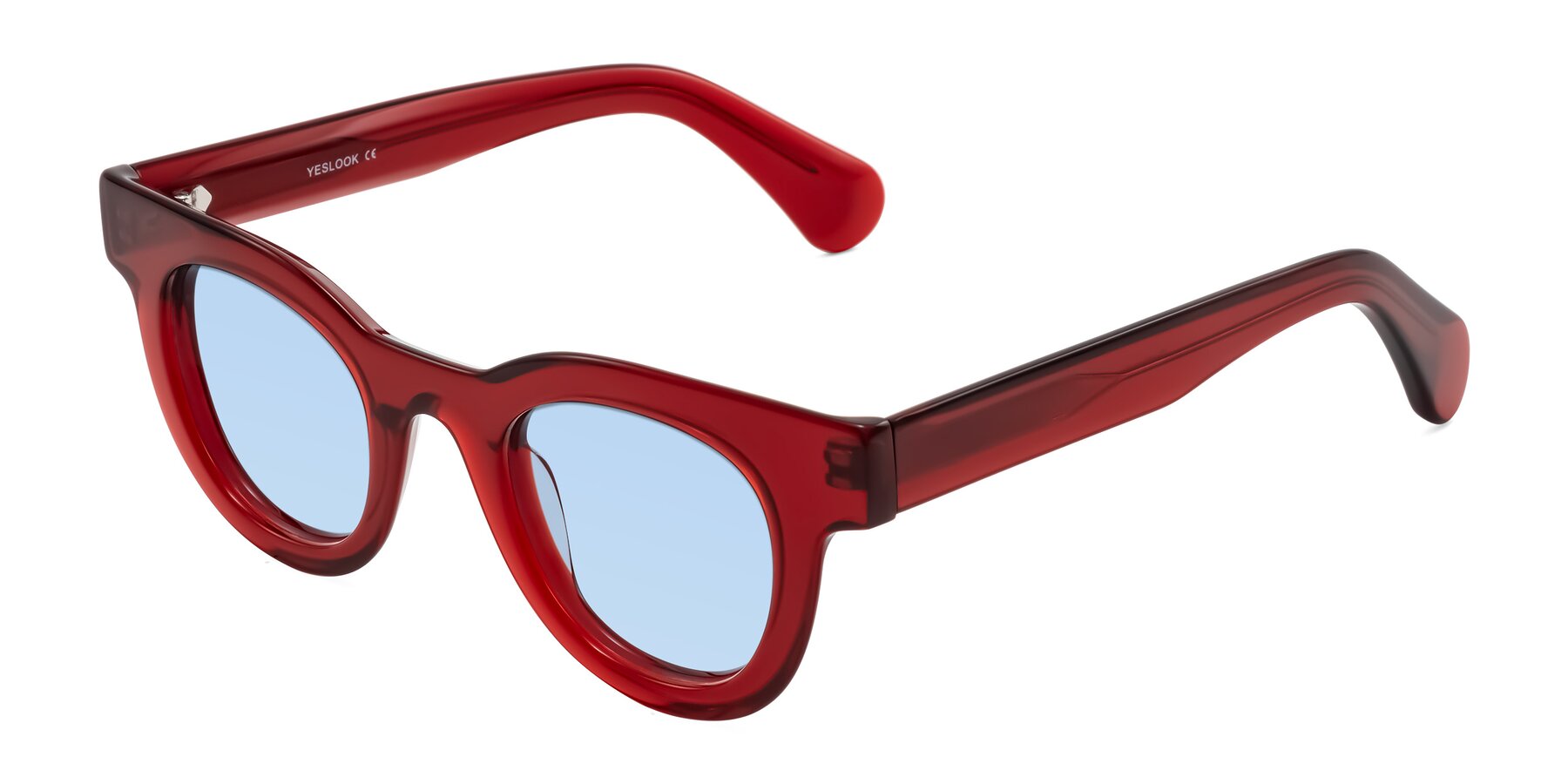 Angle of Embracing in Wine with Light Blue Tinted Lenses