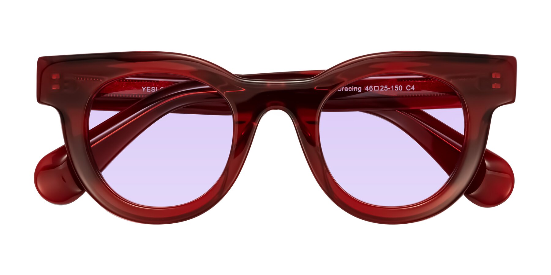 Folded Front of Embracing in Wine with Light Purple Tinted Lenses