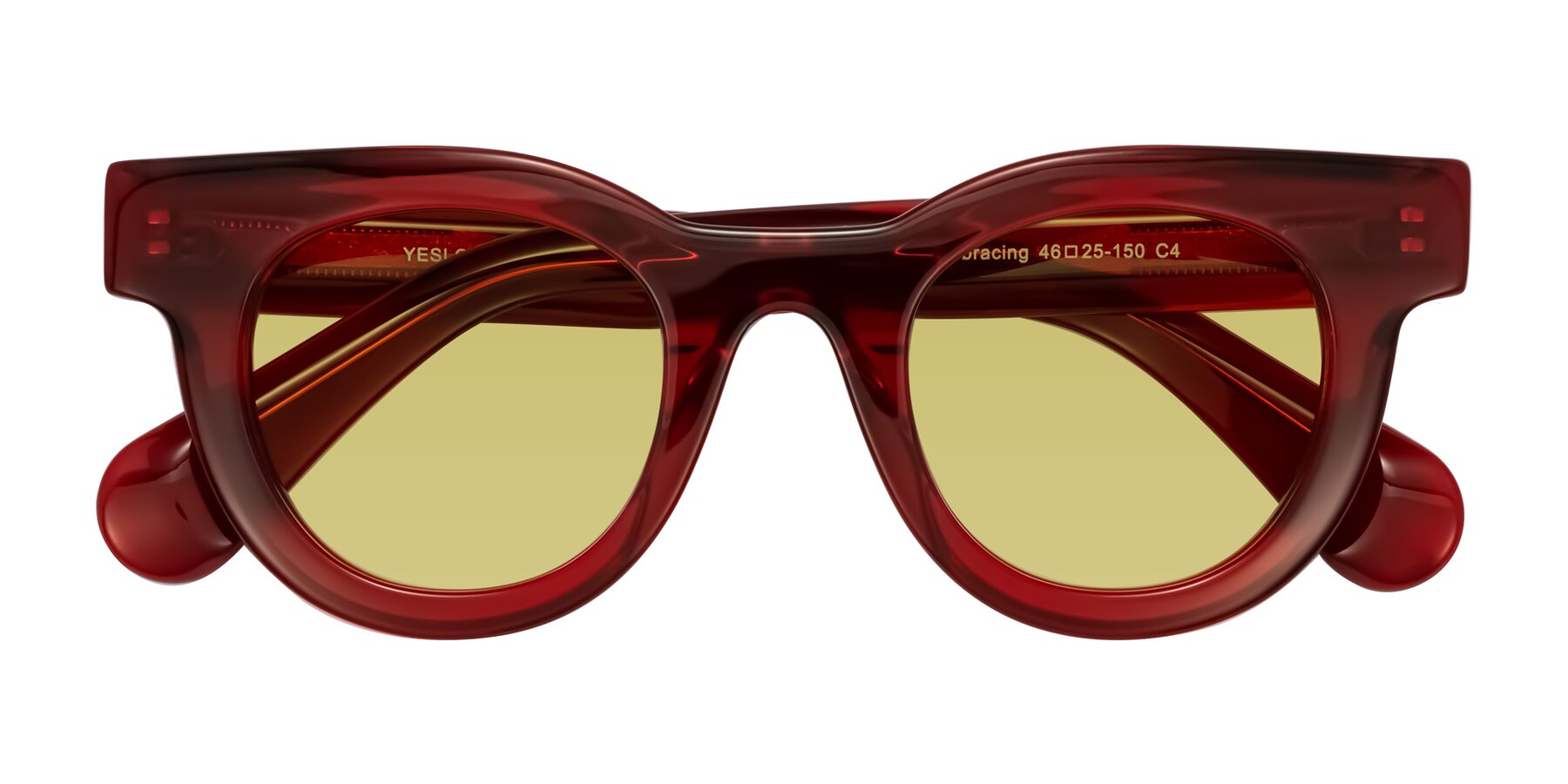 Folded Front of Embracing in Wine with Medium Champagne Tinted Lenses